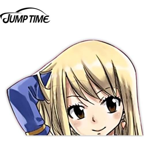Jump Time Fairy Tail Lucy Heartfilia 32 9.1 Big Head Anime Peeker Vinyl Decal Waifu Kawaii Girl Car Stickers