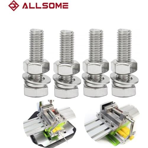 ALLSOME 8*30 External Hex Hexagon Head Screws for Drill Press Drilling Machine Milling Worktable Cross Slide Vise Vice table