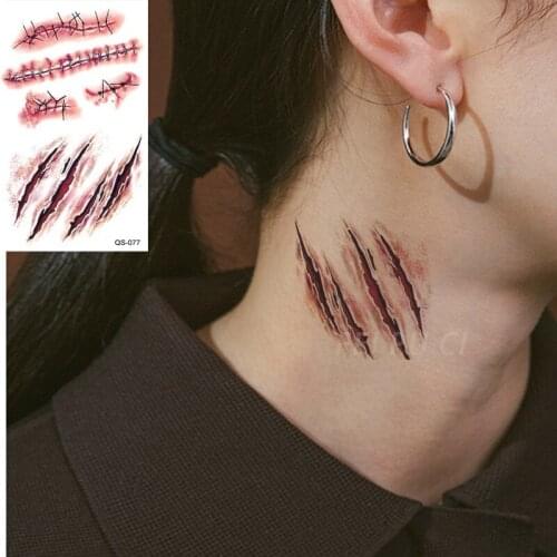 Waterproof Temporary Tattoo Stickers Scar Wound fake Tattoo Geometric Animal Flash Tattoo Hand Back Foot for Girl Women Men