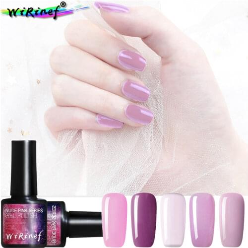 WiRinef Sweet Pink Nail Polish Gel Uv Led Semi Permanent Nail Art Varnish Glue Soak Off Lacquer Gel