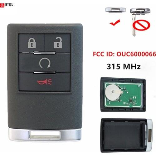 Keyecu Replacement Keyless Entry Remote Control Fob 4Button 315MHz for Cadillac CTS STS DTS 2008 2009 2010 2011 FCC: OUC6000066