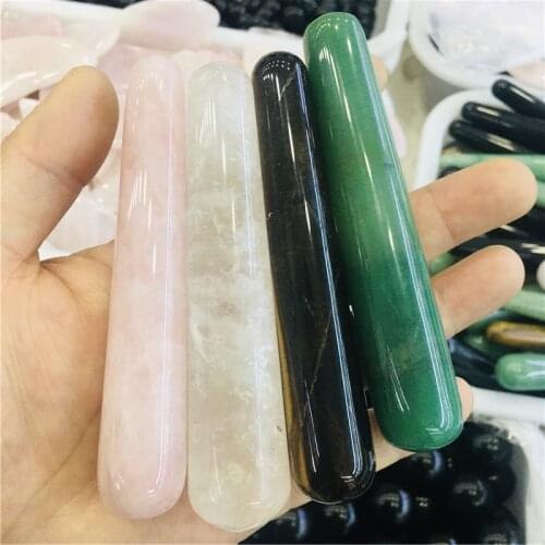 1pc Rose Quartz Yoni Wand Massager Natural Crystal Vaginal Massage Obsidian Pleasure Stick Stone Body Face Healing Massager