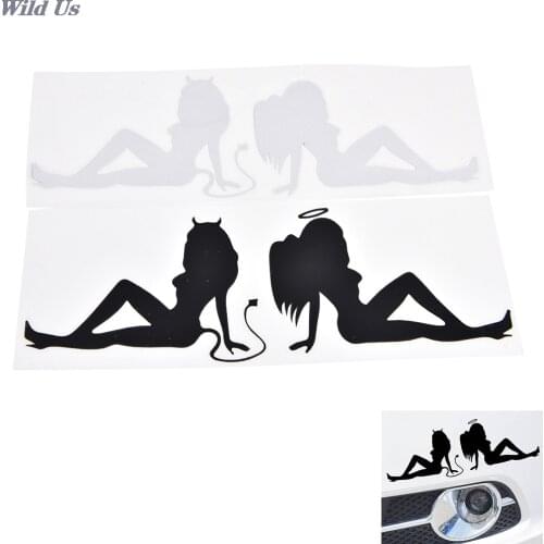 20cmx7cm 1PCS Trendy Reflective Car Styling Devil Angel Car Stickers Motorcycle Decorating Sticker