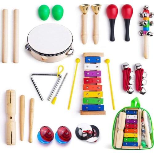12Pcs/Set Toddler Kid Musical Percussion Instrument Teaching Aid Educational Toy with Carry Bag for Kids with Rhythm Band