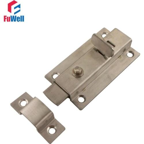 2pcs Stainless Steel Door Bolts Latch Lock Automatic Push 91x45mm Spring Loaded Barrel Bolt Latch