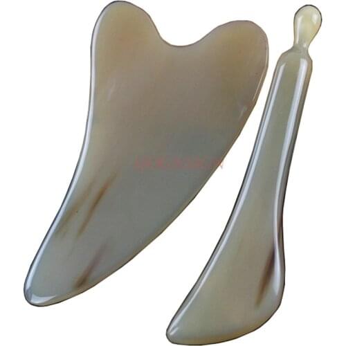 2pcs/set gua sha massage tool Natural white yak horn scraping board rib bar leg facial facial beauty body scraping