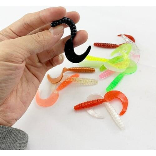 20pcs/lot Jigging Wobblers Long Tail Worm Soft bait 45mm 1g Fishing Lures swimbait Shrimp odor salt Rubber Bait Bass Pike Lure