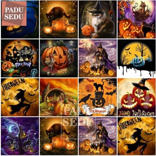 Halloween Village 5d Diamond Painting DIY Full Square Drill Diamond Embroidery Cross Stitch Witch Paint With Diamonds Landscape