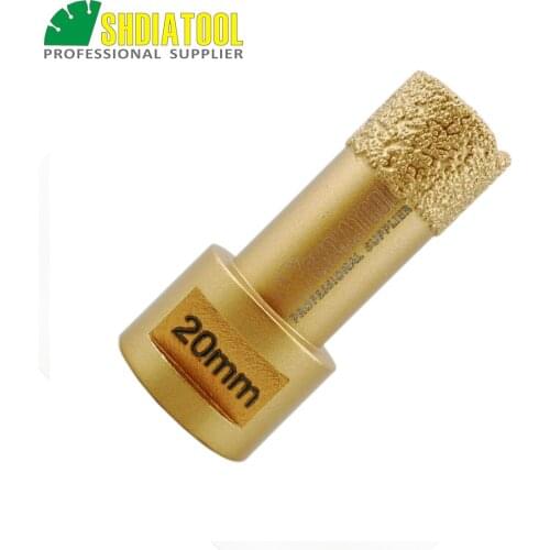 SHDIATOOL Dia20mm Vacuum brazed diamond drilling bits 15MM diamond height M14 Thread Drill bit granite marble ceramic hole saw