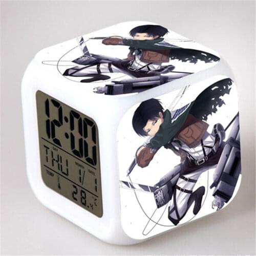 Attack on Titan Eren Jaeger Mikasa Ackerman Action Figure Clock Shingeki no Kyojin Rivaille Alarm Clock Figure Digital Toys