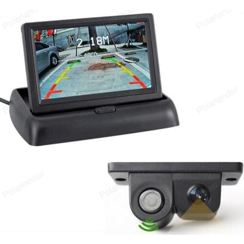 3 in 1 4.3" LCD TFT Car Foldable Monitor 2 Video input with Auto Rear View Camera Parking Sensor Radar