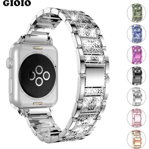 Secbolt Bling Bands Compatible with Apple Watch Band 38mm 40mm 42mm 44mm iWatch SE Series 6/5/4/3/2/1, Dressy Jewelry Metal Brac