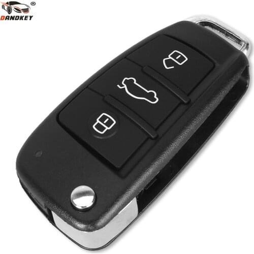DANDKEY Folding Flip Remote Car Key Shell Case 3 Button Case For Audi A2 A3 A4 A6 A6L A8 TT Without Blade