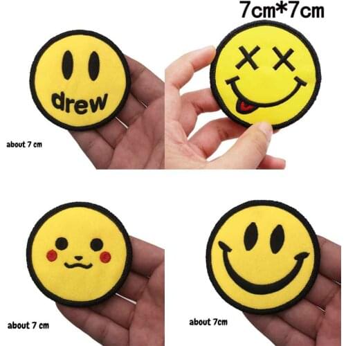IT IS WHAT IT IS CUTE DREW SMILE FACE Embroidery Patches HOOK BACKING