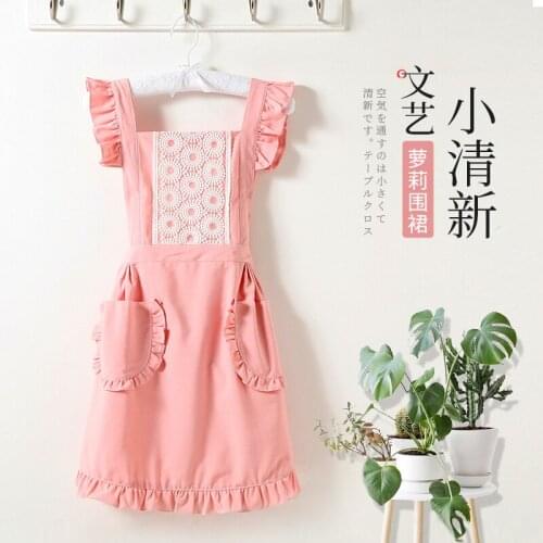 Apron home kitchen Korean fashion cute princess kitchen cooking apron sleeve work apron cute Japanese