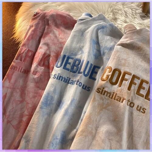 Embroidery Oversized T-shirt Female Summer Letter Korean Casual Women Top Kawaii Student Clothes Retro Tee shirts Large Size