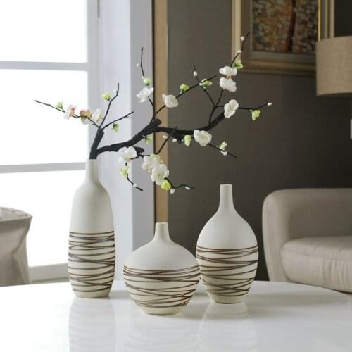 Ceramic Home Ornaments Vase Origami Brown Line Geometric Simple Flower Vases decoracion hogar moderno