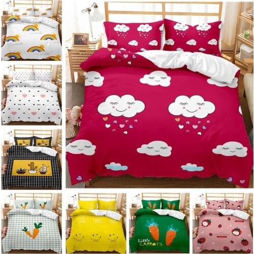 3D colorful cartoon style bedding set twin double queen king size bed linen set Cartoon print design for kids with pillowcase