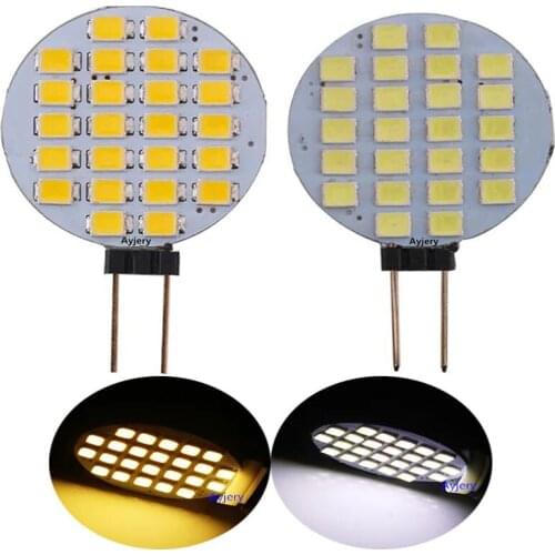 10PCS Round G4 LED Interior Lamps Halogen Replacement 3528 1210 24 SMD 12V Warm White / White Car RV Marine Camper Cabinet Light