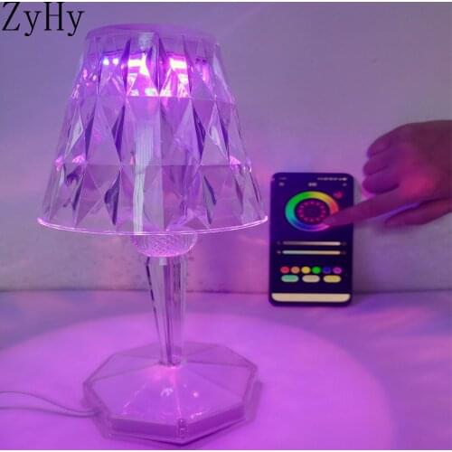 APP Control Crystal Diamonds Table Lamp USB Charging Touch Sensor For Restaurant Bar Decoration Desk Lamp LED Night Light