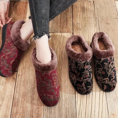 Non Slip Soft Causal Female Boot Mom Shoe New Womens Snow Boots Slip On Ladies Winter Plush Warm Cotton Shoes Waterproof