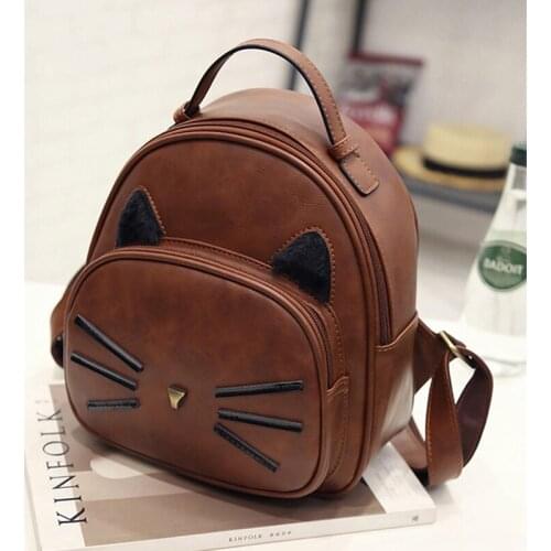 New High Quality Women Girl Backpack Cute Cat Beard Travel Rucksack Backpack School Bag 4 Color