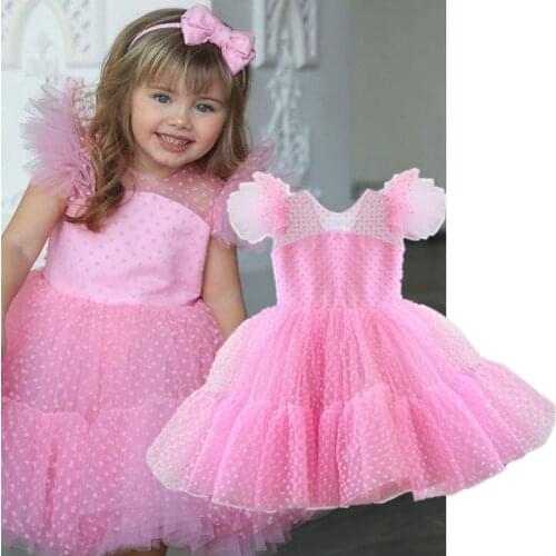 Girl Princess Dress Kids Princess Costume Flower Girl Wedding Gown Children Tutu Party Formal Clothes Polka Dots Girls Vestidos