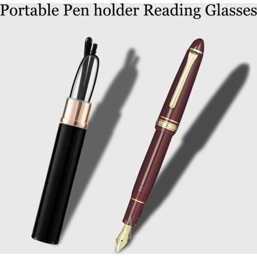 2021 Portable Pen holder Reading Glasses Men Women Anti-blue light Mini Reading Glasses Ultra-light With Glasses Box +1.0 To 4.0