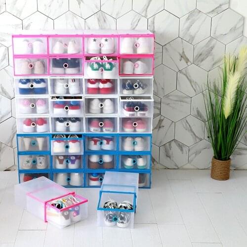 Portable Foldable Drawer Storage Boxes Diy Transparent Ladies Kids Shoe Box Home Dustproof Underwear Socks Storage Box Organizer