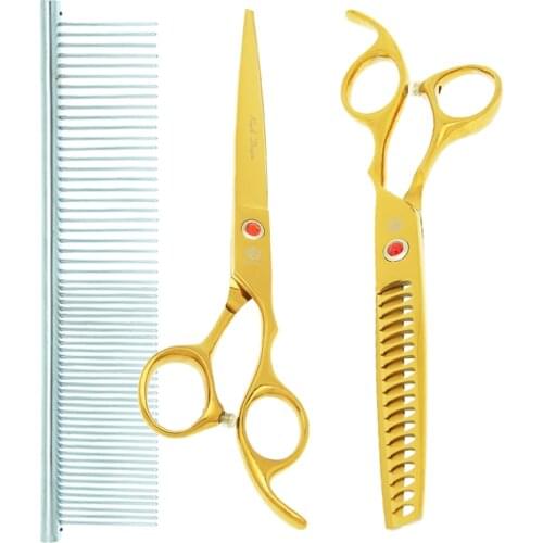 Purple Dragon 7 inch Professional Dog Shears Japan 440c Pet Puppy Cutting Thinning Curved Grooming Scissors Fur Clippers B0015B