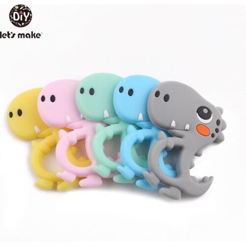 Lets make 5pcs Silicone Teething BPA Free Cartoon Dinosaur Toys Newest Halloween Baby Shower Gifts Soft Silicone Baby Teethers
