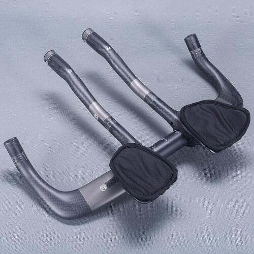 TOMTOU Full 3K Carbon TT Handlebar Sets Bicycle TT Bars Rest Handlebar Aerobar Bike Parts 380/400/420/440/460mm