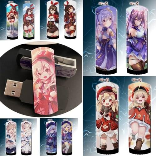 Anime Genshin Impact cosplay Cartoon 64G 32G 8G Computer USB Flash Drive Klee Keqing Lisa Barbara Venti Fischl Lisa U Disk gifts
