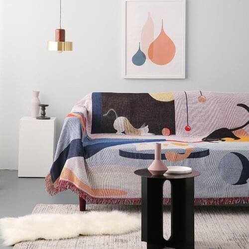Nordic knitted sofa blanket cartoon kawaii cat bed end towel decoration dust cover furniture leisure blanket aesthetics tapestry