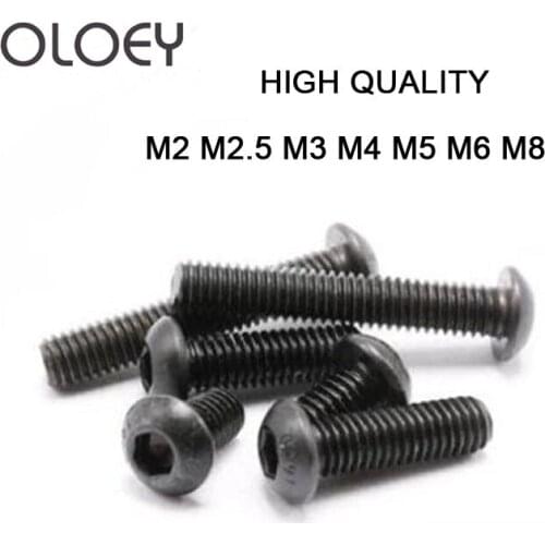 High QualityM2 M2.5 M3 M4 M5 M6 M8 Grade 10.9 Alloy Steel Screws Hex Socket Round Head Cap Black Screw Furniture Fastener Bolt