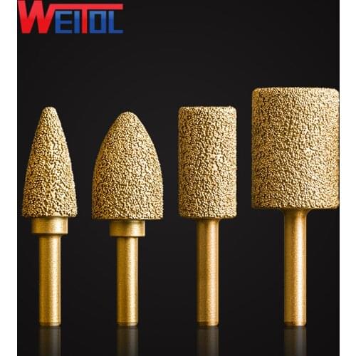 Weitol 6mm diamond brazed grinding head burrs bit for metal marble