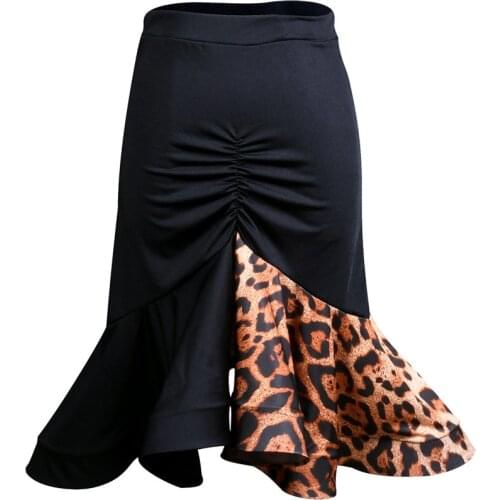 Latin Dance Skirt For Women Leopard Irregular Latin Costume Samba Tango Lady Dancing Dresses For Practice Performance Dancewear