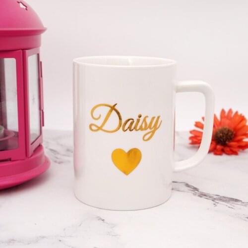 1 pair Personalized Name DIY Bridal Wedding Party Labels Sticker Decals With Small Heart Cup Decoration