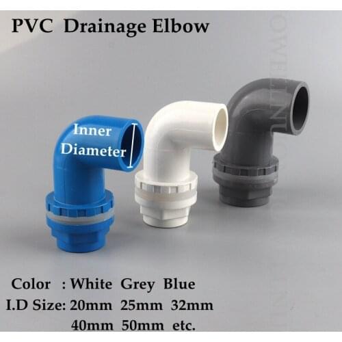 1pcs PVC Connector I.D 20 32 40 50mm 90 degree Fish Tank Aquarium Water Outlet Inlet drainage Joint Drain Pipe clapboard joint