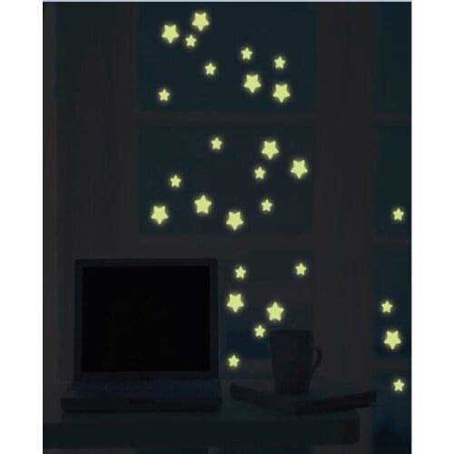 10sets/lot Free shipping 3.3cm 2cm luminous Star Wall Window Stickers PVC Fluorescent Paster Glowing In The Dark For Baby Room