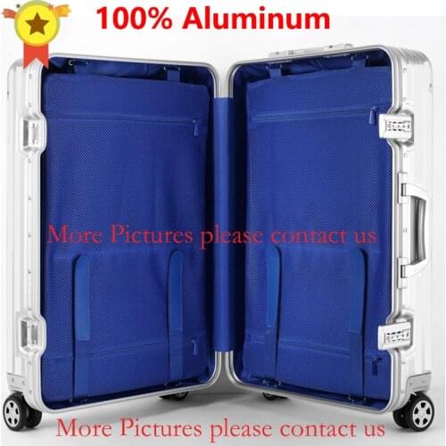 20"24"26"29" inch 100% aluminium rolling luggage business travel suitcase aluminum spinner trolley bag on wheel