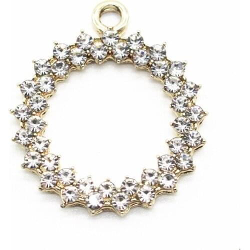 20pcs/lot golden crystal roundness Dangle Charms Lobster Clasp Hanging Charm For Bracelet&Pendant Floating Charms Jewelry