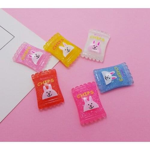 50Pcs Resin Glitter Cartoon Candy Crafts Flatback Cabochon Scrapbooking Decorations Fit Hair Clips Embellishments Diy Phone Deco