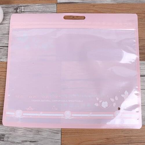 50pcs Socks Clothing Packing Bags Scrub Translucent Pink Ziplock Zipper Bag With Transparent Window