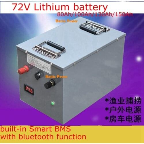 72V 80Ah 100Ah 130Ah 150Ah Lithium li ion battery BMS with bluetooth for inverter EV power supply motorhome robot RV+10A Charger