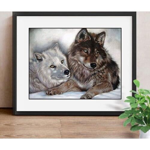 DIY Diamond Painting Cross Stitch Animals Snow Wolf DIY Mosaic Diamond Embroidery Decoration Home Rhinestones Full Drill