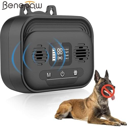 Benepaw Effective Anti Barking Device Adjustable LCD Screen Ultrasonic Dog Bark Deterrent Waterproof Pet Training Up 15m