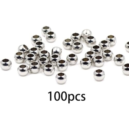 Stainless steel Spacer beads ball 3/4/5/6/8MM Metal Round Loose beads for Jewelry bracelet making DIY accessories Findings