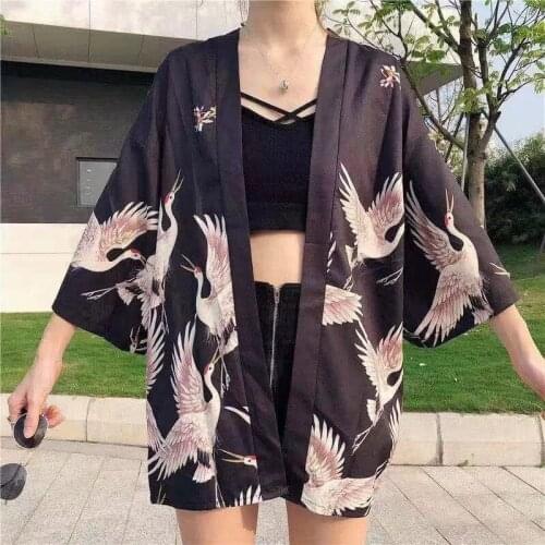 Dreastern Japanese kimono yukata female kimono cardigan fashion blouse women cardigan haori Japanese traditional kimono street