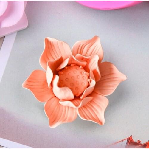 HC0028 Free shipping Silica gel 3D molds Lotus silicone soap mold flowers candle mold handmade soap making moulds